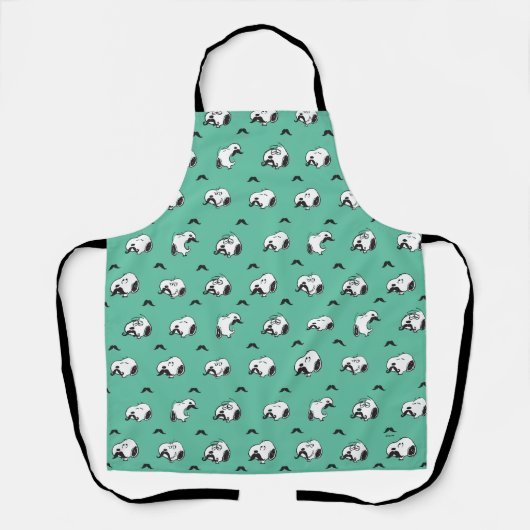 Snoopy Mustaches en Blauwgroen Patroon Schort (Voorkant)