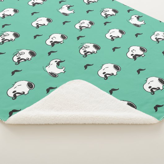 Snoopy Mustaches en Blauwgroen Patroon Sherpa Deken (3/4)