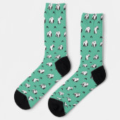 Snoopy Mustaches en Blauwgroen Patroon Sokken (Links)
