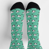 Snoopy Mustaches en Blauwgroen Patroon Sokken (Top)