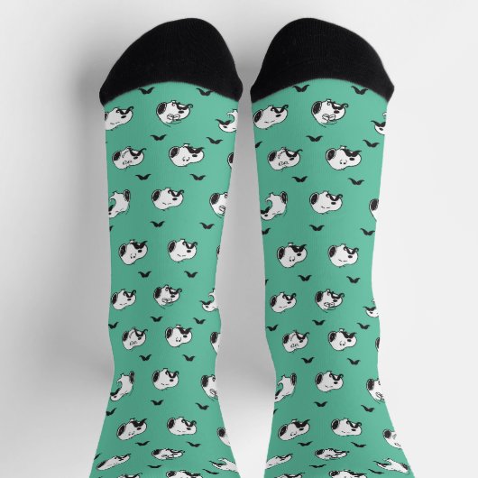 Snoopy Mustaches en Blauwgroen Patroon Sokken (Top)