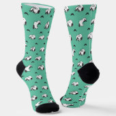 Snoopy Mustaches en Blauwgroen Patroon Sokken (Gebogen)
