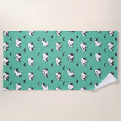 Snoopy Mustaches en Blauwgroen Patroon Strandlaken (Voorkant)