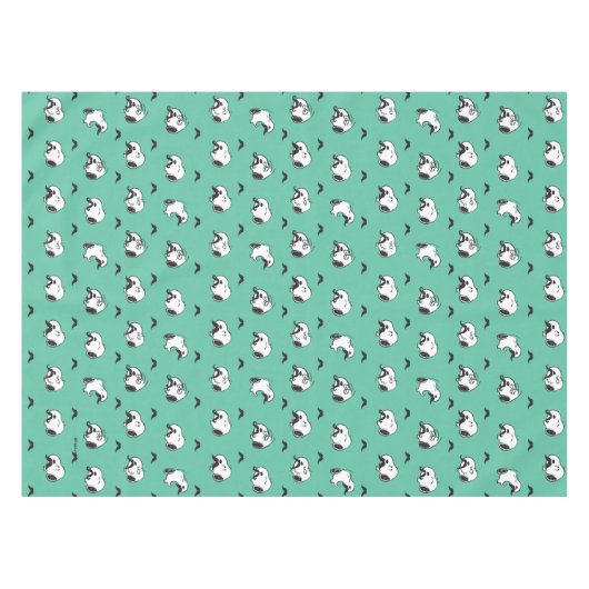 Snoopy Mustaches en Blauwgroen Patroon Tafelkleed (Voorkant (Horizontaal))