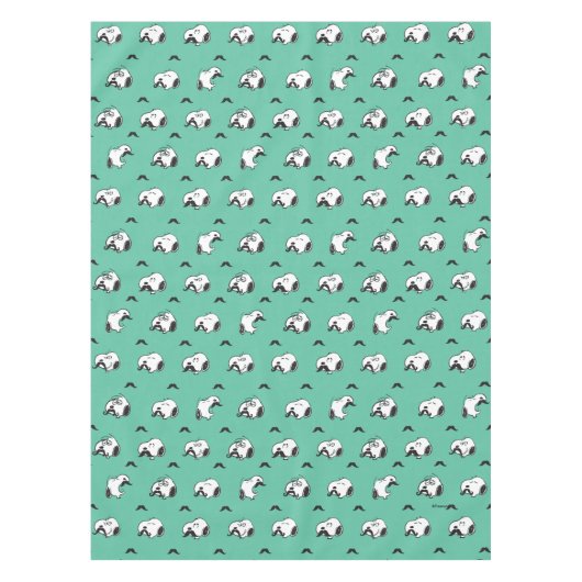 Snoopy Mustaches en Blauwgroen Patroon Tafelkleed (Voorkant)