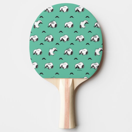 Snoopy Mustaches en Blauwgroen Patroon Tafeltennisbatje (Voorkant)
