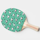 Snoopy Mustaches en Blauwgroen Patroon Tafeltennisbatje (Zijkant)