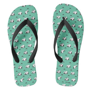 Snoopy Mustaches en Blauwgroen Patroon Teenslippers