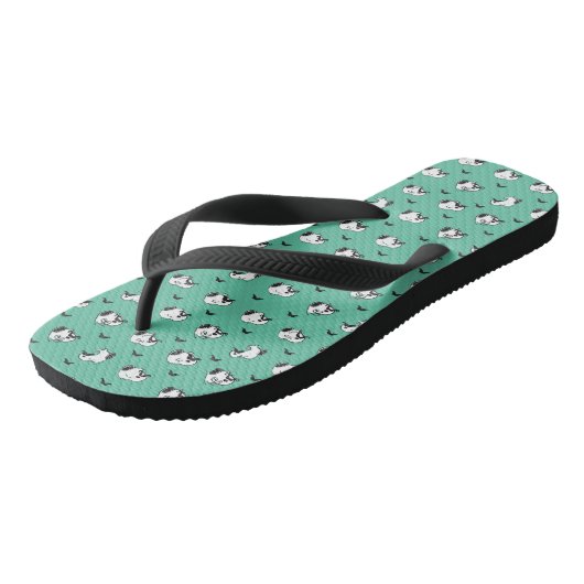 Snoopy Mustaches en Blauwgroen Patroon Teenslippers (Schuin)