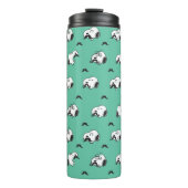 Snoopy Mustaches en Blauwgroen Patroon Thermosbeker (Voorkant)