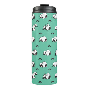 Snoopy Mustaches en Blauwgroen Patroon Thermosbeker