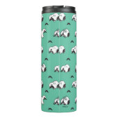 Snoopy Mustaches en Blauwgroen Patroon Thermosbeker (Achterkant)
