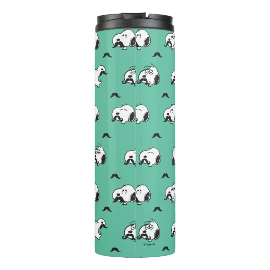 Snoopy Mustaches en Blauwgroen Patroon Thermosbeker (Achterkant)