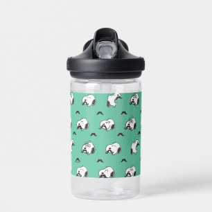Snoopy Mustaches en Blauwgroen Patroon Waterfles