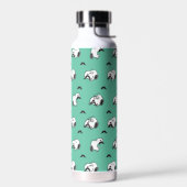 Snoopy Mustaches en Blauwgroen Patroon Waterfles (Links)