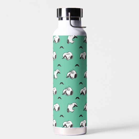 Snoopy Mustaches en Blauwgroen Patroon Waterfles (Links)