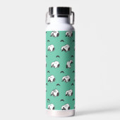 Snoopy Mustaches en Blauwgroen Patroon Waterfles (Voorkant)