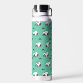 Snoopy Mustaches en Blauwgroen Patroon Waterfles (Achterkant)