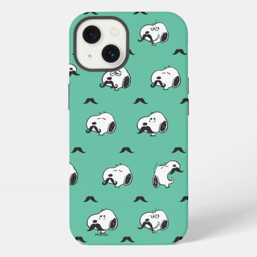Snoopy Mustaches & Teal Pattern iPhone Hoesje (Achterkant)
