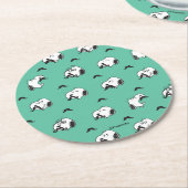 Snoopy Mustaches & Teal Pattern Ronde Kartonnen Onderzetter (Gebogen)