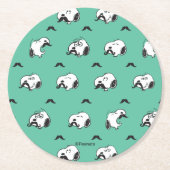 Snoopy Mustaches & Teal Pattern Ronde Kartonnen Onderzetter (Voorkant)