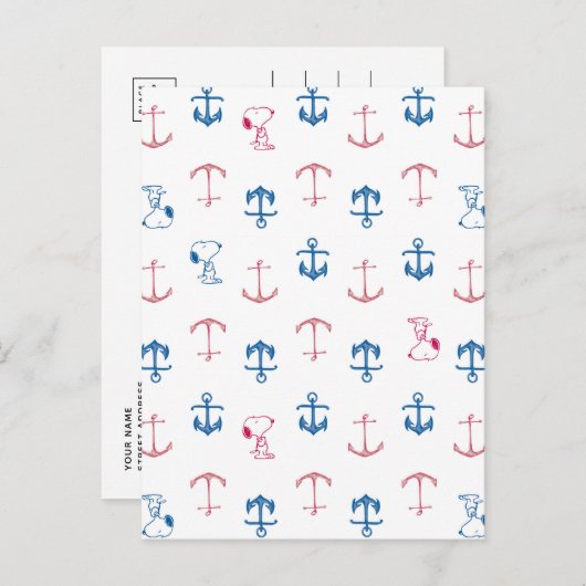 Snoopy Nautical Anchor Pattern Briefkaart (Voorkant / Achterkant)