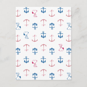 Snoopy Nautical Anchor Pattern Briefkaart
