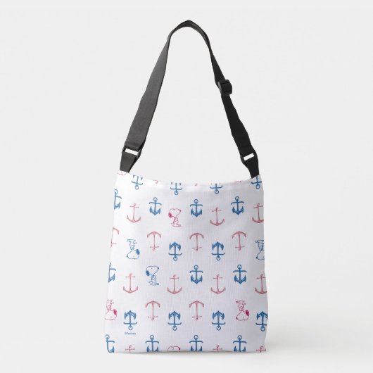 Snoopy Nautical Anchor Pattern Crossbody Tas (Voorkant)