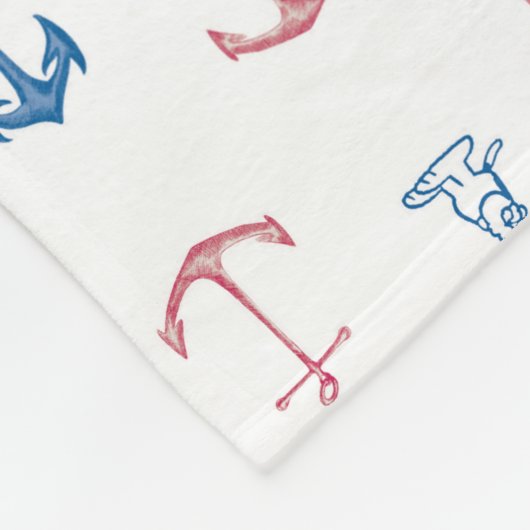 Snoopy Nautical Anchor Pattern Fleece Deken (Hoek)