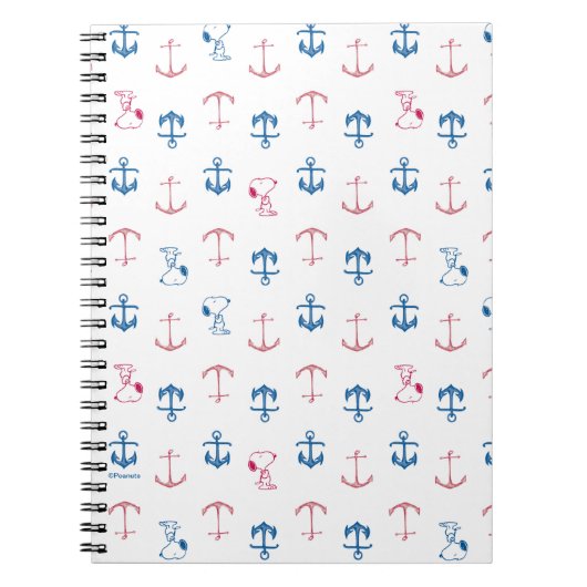 Snoopy Nautical Anchor Pattern Notitieboek (Voorkant)