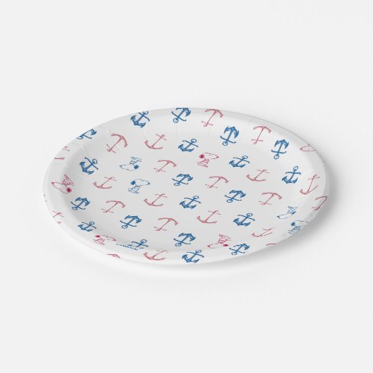 Snoopy Nautical Anchor Pattern Papieren Bordje (Gekanteld)