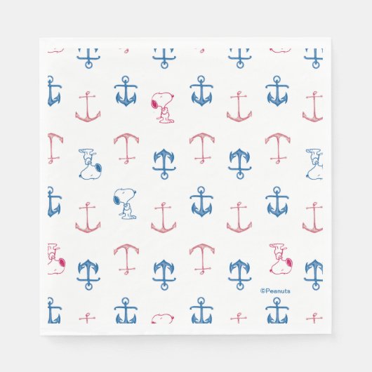 Snoopy Nautical Anchor Pattern Servet (Voorkant)