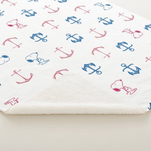 Snoopy Nautical Anchor Pattern Sherpa Deken (3/4)