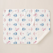 Snoopy Nautical Anchor Pattern Sherpa Deken (Voorkant (horizontaal))