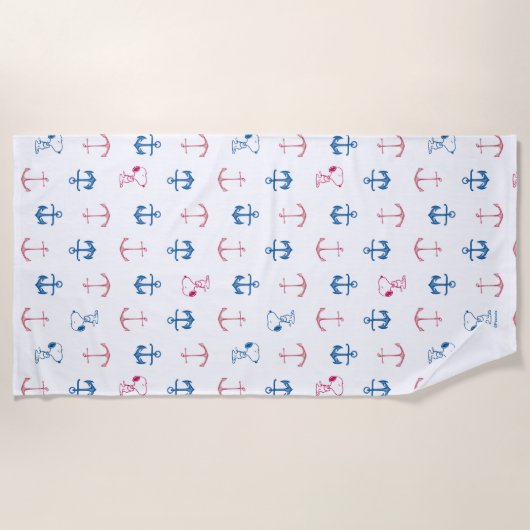 Snoopy Nautical Anchor Pattern Strandlaken (Voorkant)