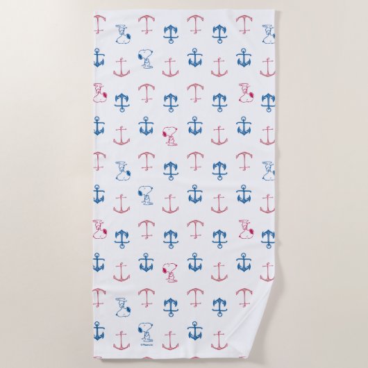 Snoopy Nautical Anchor Pattern Strandlaken (Voorkant)