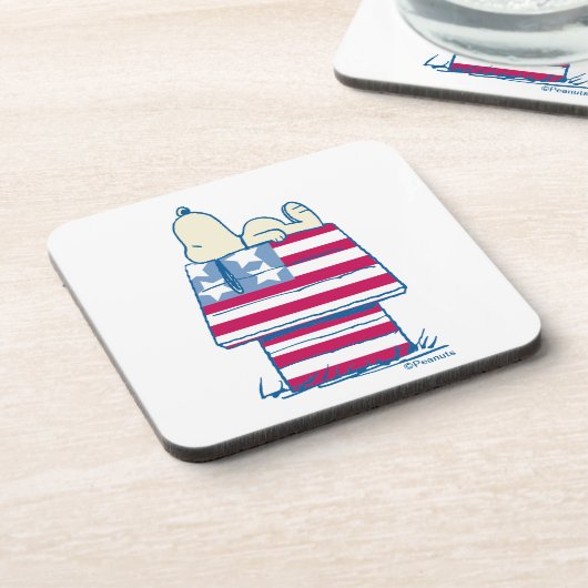 Snoopy op 4 juli Dog House Bier Onderzetter (Linkerzijde)