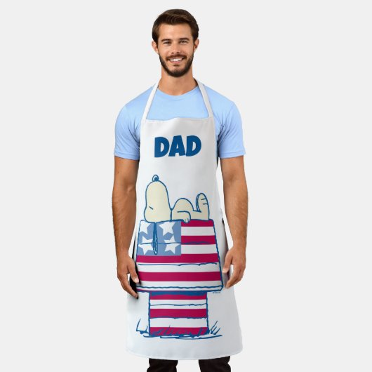 Snoopy op 4 juli Dog House | Jouw namen toevoegen Schort (Gedragen)