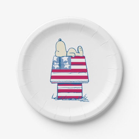 Snoopy op 4 juli Dog House Papieren Bordje (Voorkant)