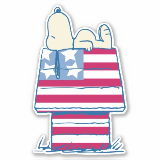Snoopy op 4 juli Dog House Sticker (Voorkant)