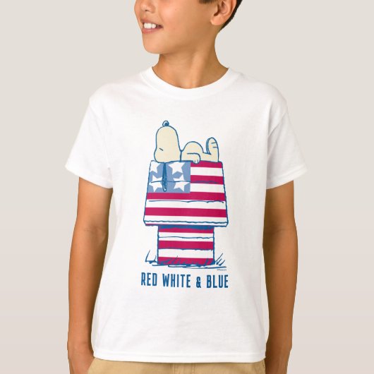 Snoopy op 4 juli Dog House T-shirt (Voorkant)