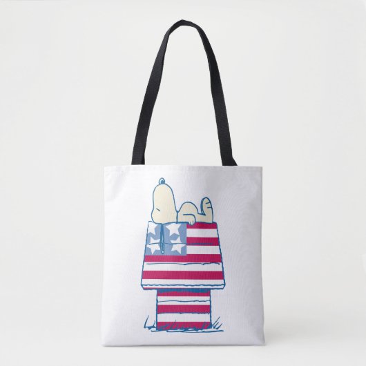 Snoopy op 4 juli Dog House Tote Bag (Voorkant)