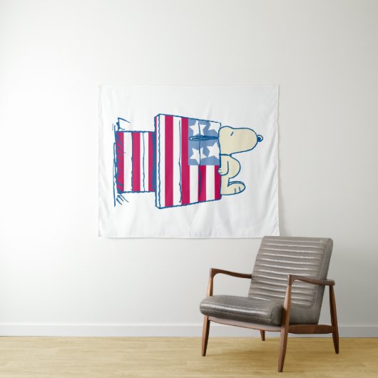 Snoopy op 4 juli Dog House Wandkleed (In Situ (horizontaal))