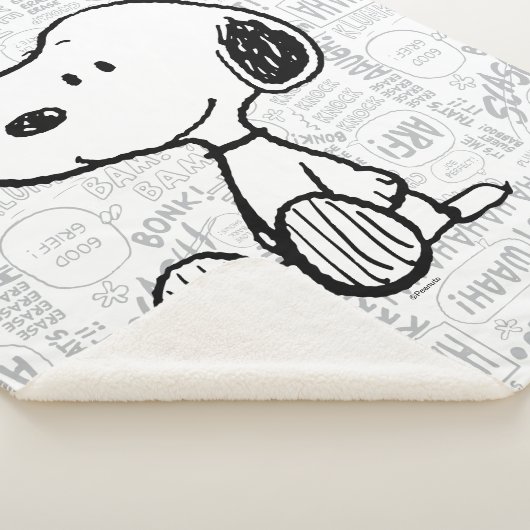 Snoopy op Black White Comics Sherpa Deken (3/4)