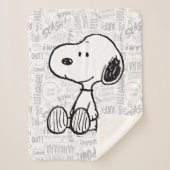 Snoopy op Black White Comics Sherpa Deken (Voorkant)