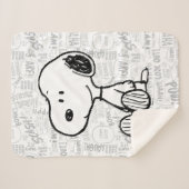 Snoopy op Black White Comics Sherpa Deken (Voorkant (horizontaal))