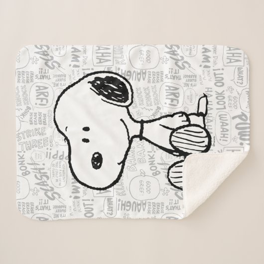Snoopy op Black White Comics Sherpa Deken (Voorkant (horizontaal))