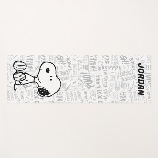 Snoopy op Black White Comics Yogamat (Voorkant (horizontaal))