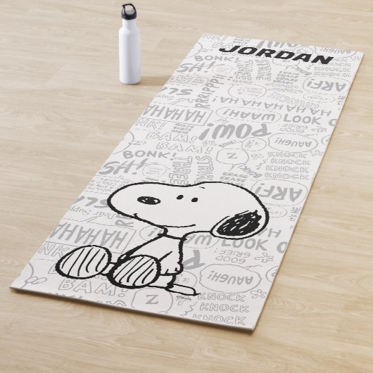 Snoopy op Black White Comics Yogamat (In situ)