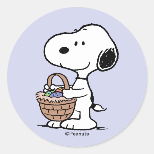 Snoopy Paasmand Ronde Sticker (Voorkant)